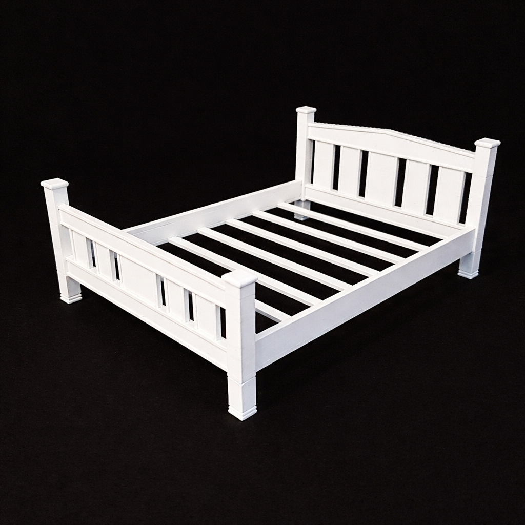 1:12 Scale Dolls House Miniature - White Double Bed - IKEA-Inspired Beds