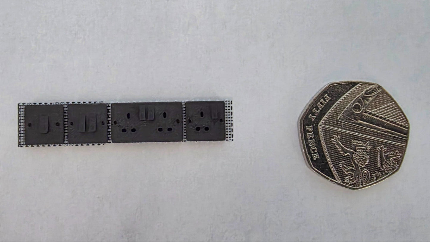 1:12 Scale Dolls House Miniature - Plug Sockets & Light Switches Pack. BLACK