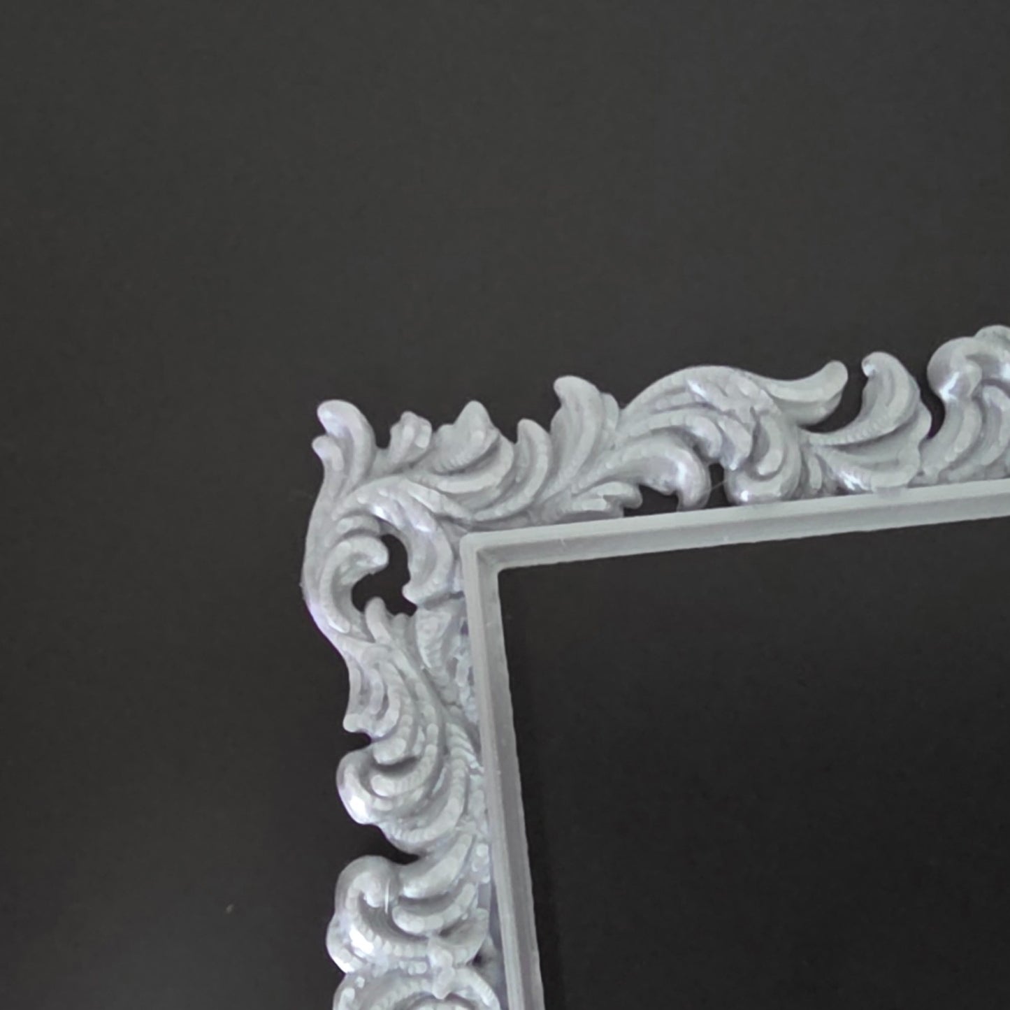 1:12 Scale Dolls House Miniature - Floral Silver Picture Frame 85mm x 64mm
