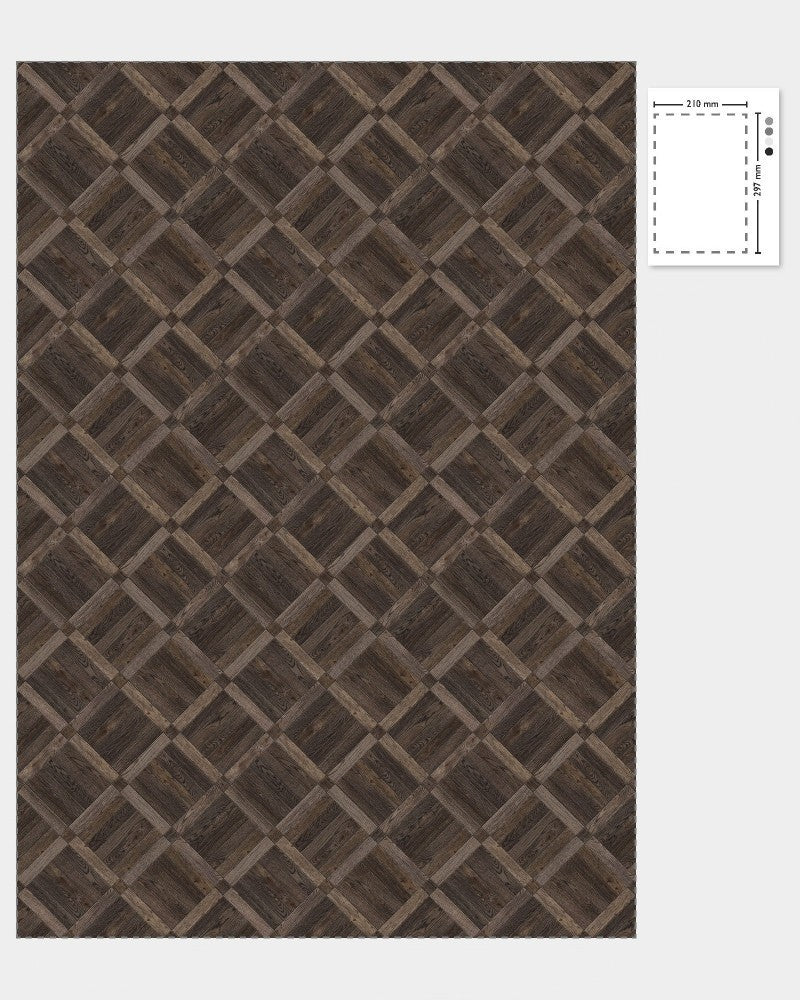 1:12 Scale Dolls House Miniature - Dark Parquet Block Flooring Sheets x2