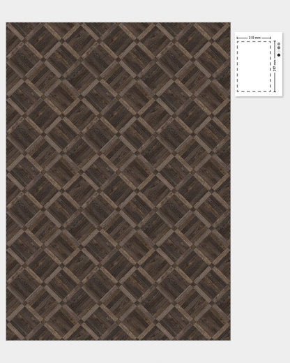 1:12 Scale Dolls House Miniature - Dark Parquet Block Flooring Sheets x2