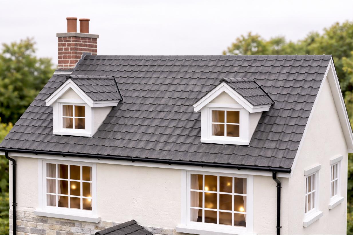 1:12 Scale Dolls House Miniature - Grey Slate Roof Tiles/Roofing Sheets x2