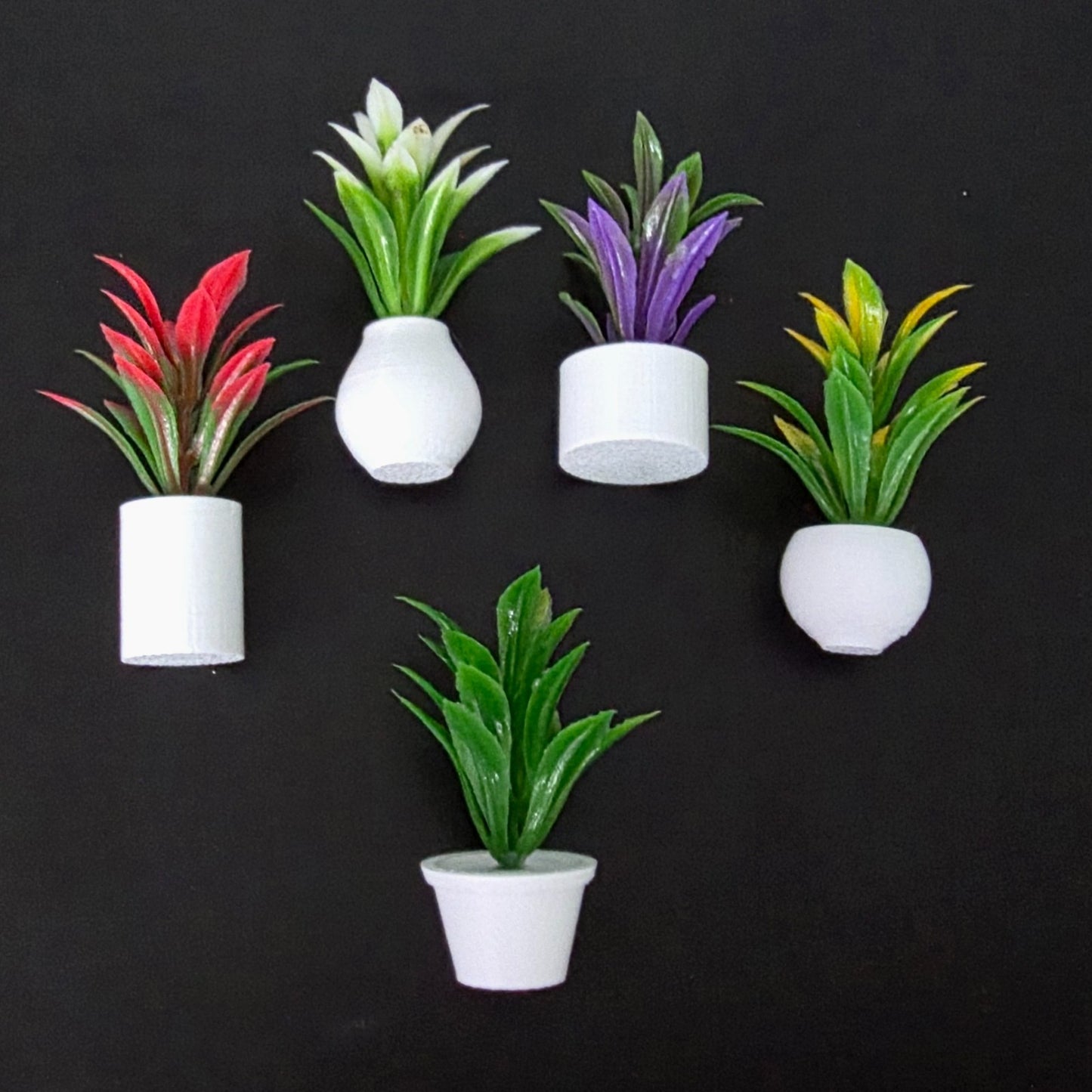 1:12 Scale Dolls House Miniature - Set of 5 Potted Plants with Pots