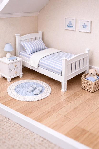 1:12 Scale Dolls House Miniature - White Single Bed - IKEA-Inspired Beds