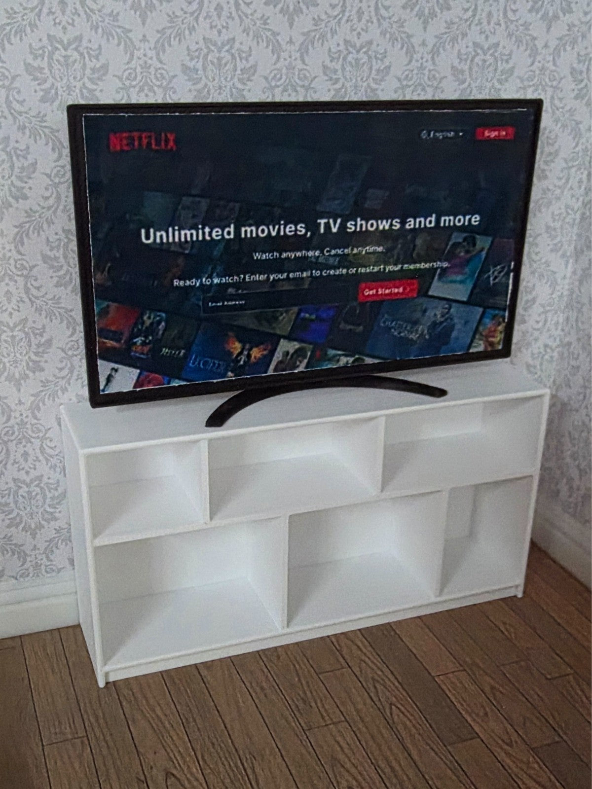 1:12 Scale Dolls House Miniature - IKEA-Inspired TV Unit / Media Storage Cabinet