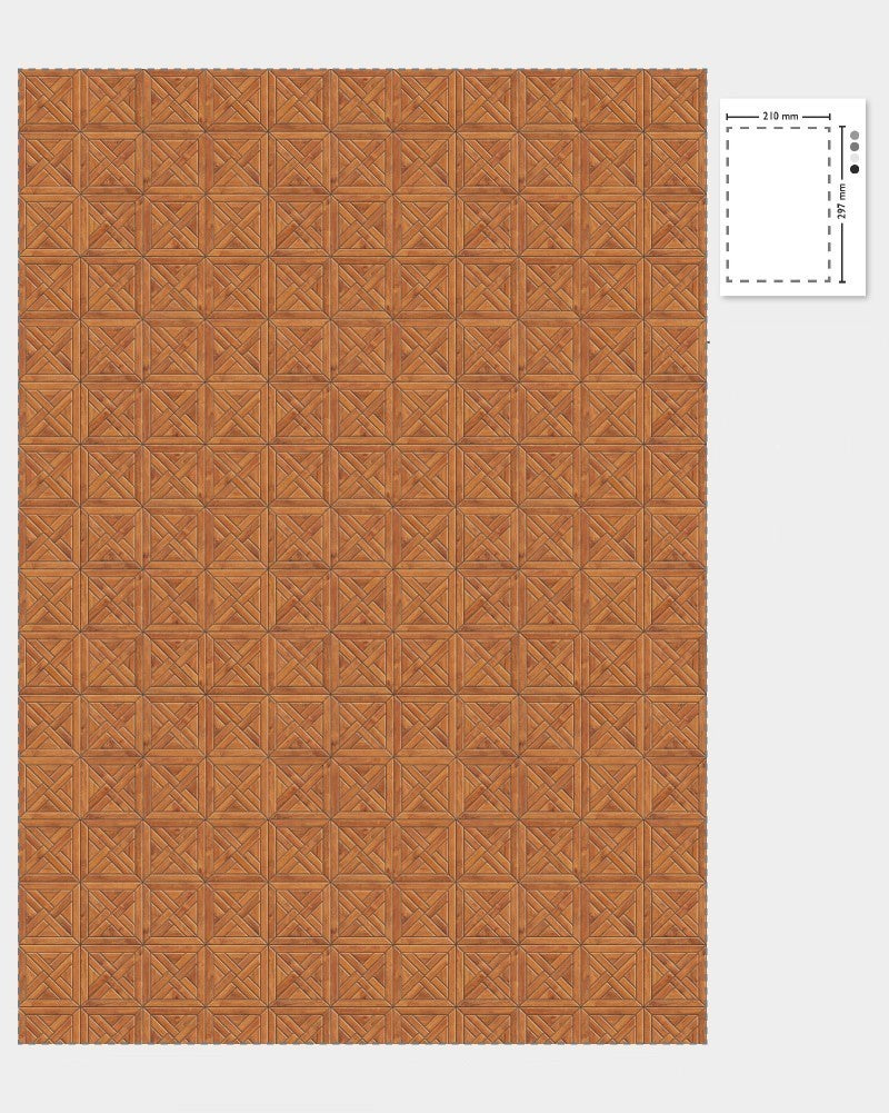 1:12 Scale Dolls House Miniature - Wooden Geometric Parquet Flooring Sheets x2
