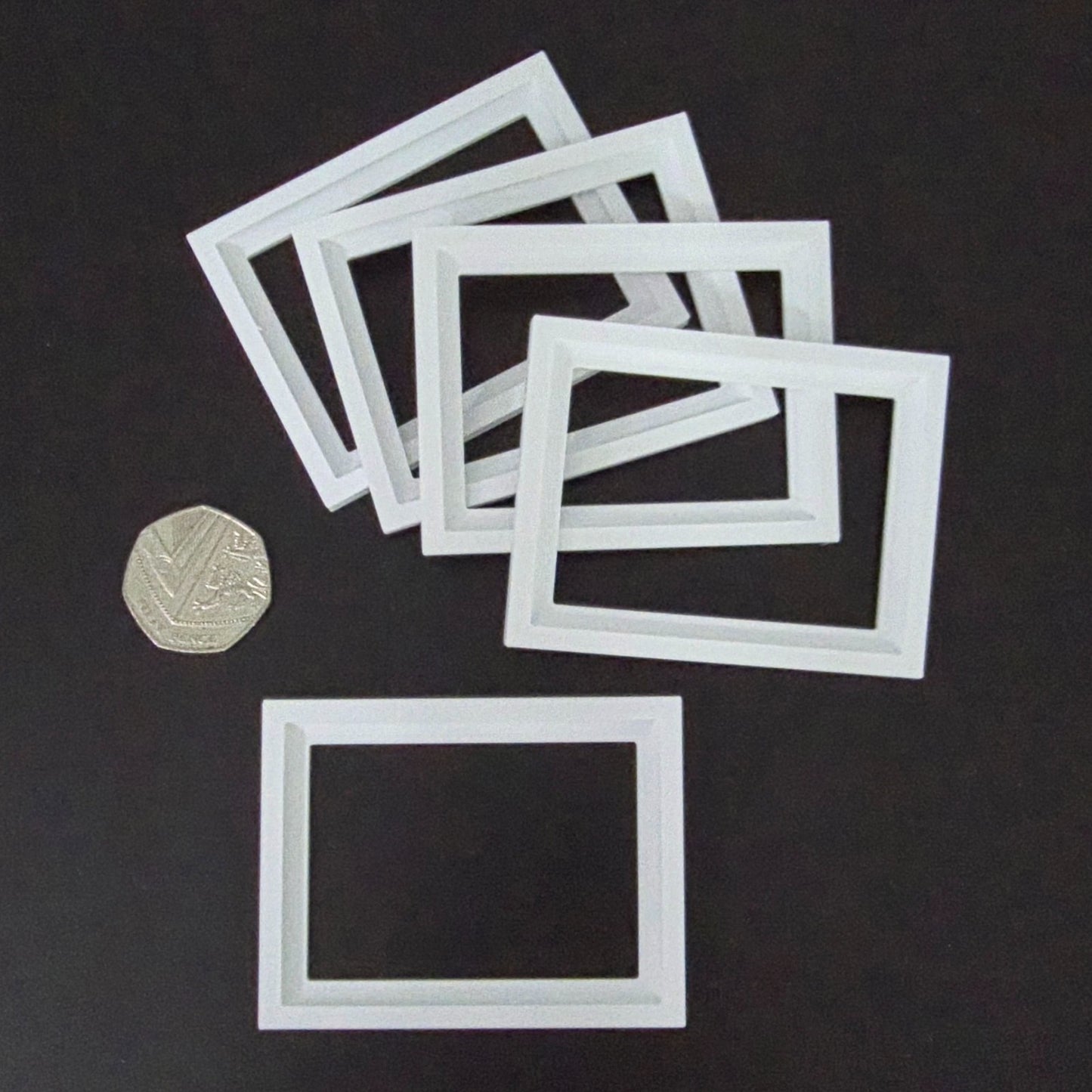 1:12 Scale Dolls House Miniature Modern Picture Frames - 5 Pack - 58 x 75mm