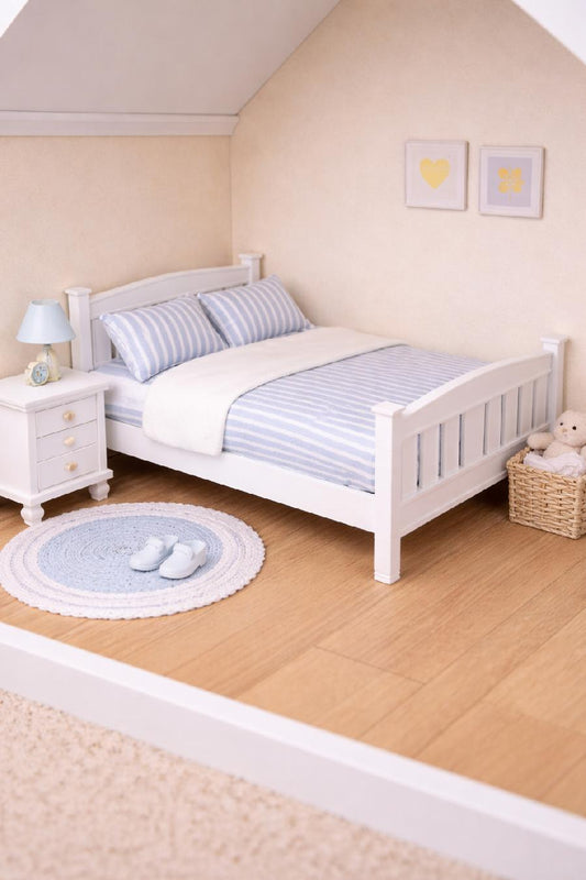 1:12 Scale Dolls House Miniature - White Double Bed - IKEA-Inspired Beds