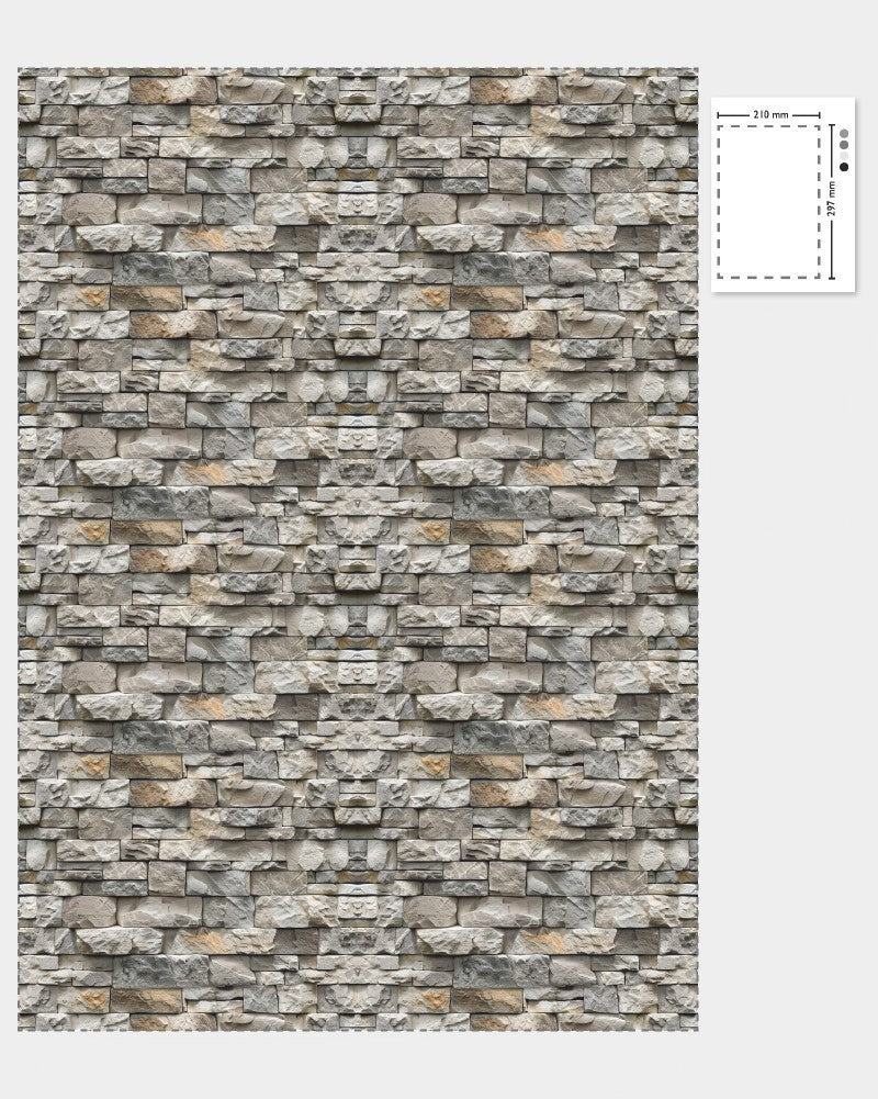 1:12 Scale Dolls House Miniature - Natural Stone Wall Cladding Sheets x2