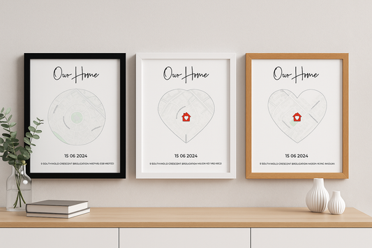 Personalised Home Map 3D Heart Framed Print