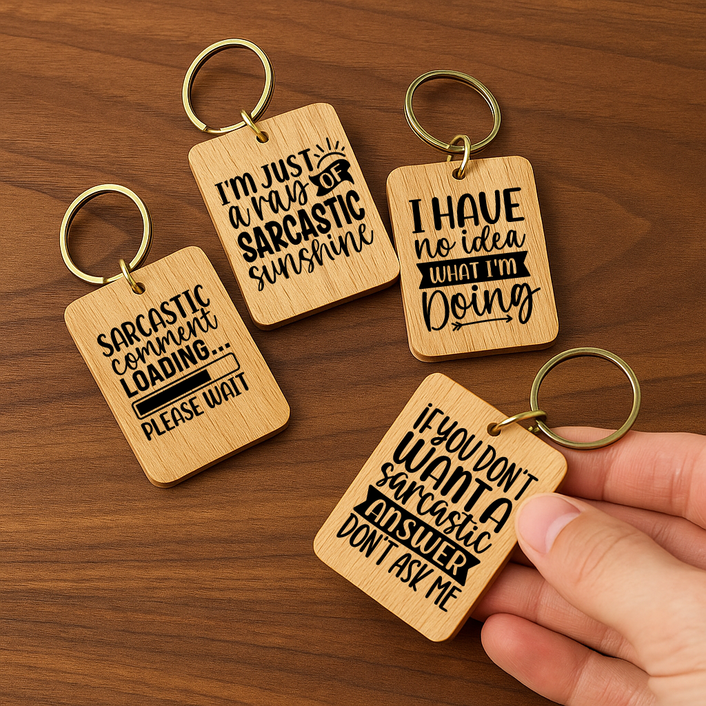 Personalised Rectangular Wooden Keyring