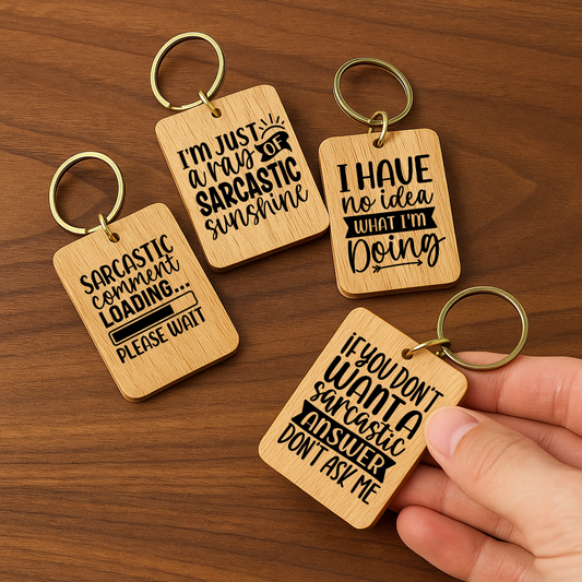 Personalised Rectangular Wooden Keyring