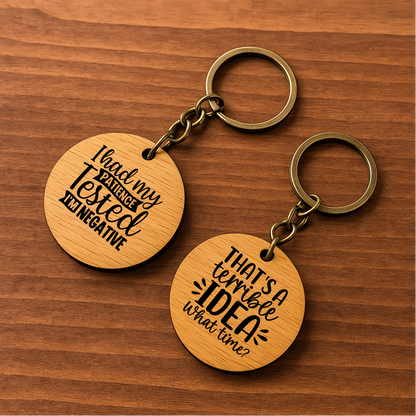 Personalised Round Wooden Keyring
