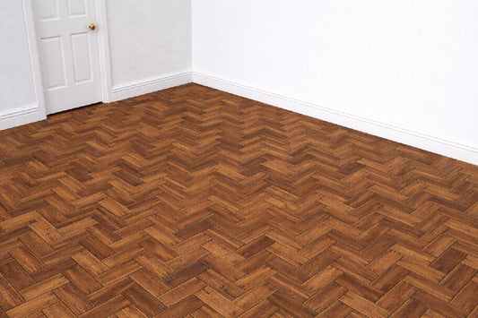 1:12 Scale Dolls House Miniature - Dark Wood Herringbone Flooring Sheets x2