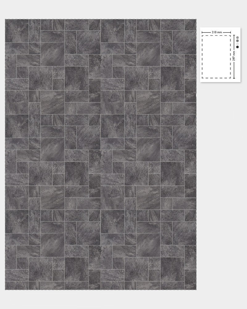 1:12 Scale Dolls House Miniature - Grey Granite Stone Tiles Flooring Sheets x2