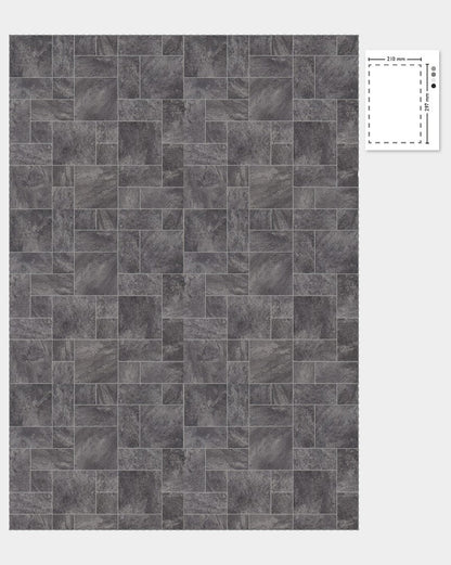 1:12 Scale Dolls House Miniature - Grey Granite Stone Tiles Flooring Sheets x2