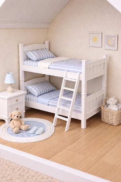 1:12 Scale Dolls House Miniature - White Bunk Beds - IKEA-Inspired Beds