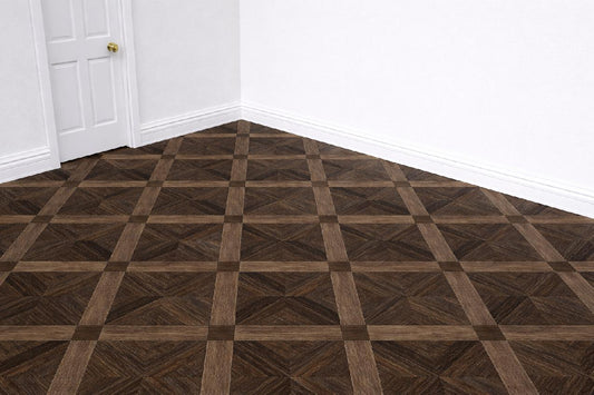 1:12 Scale Dolls House Miniature - Dark Parquet Block Flooring Sheets x2