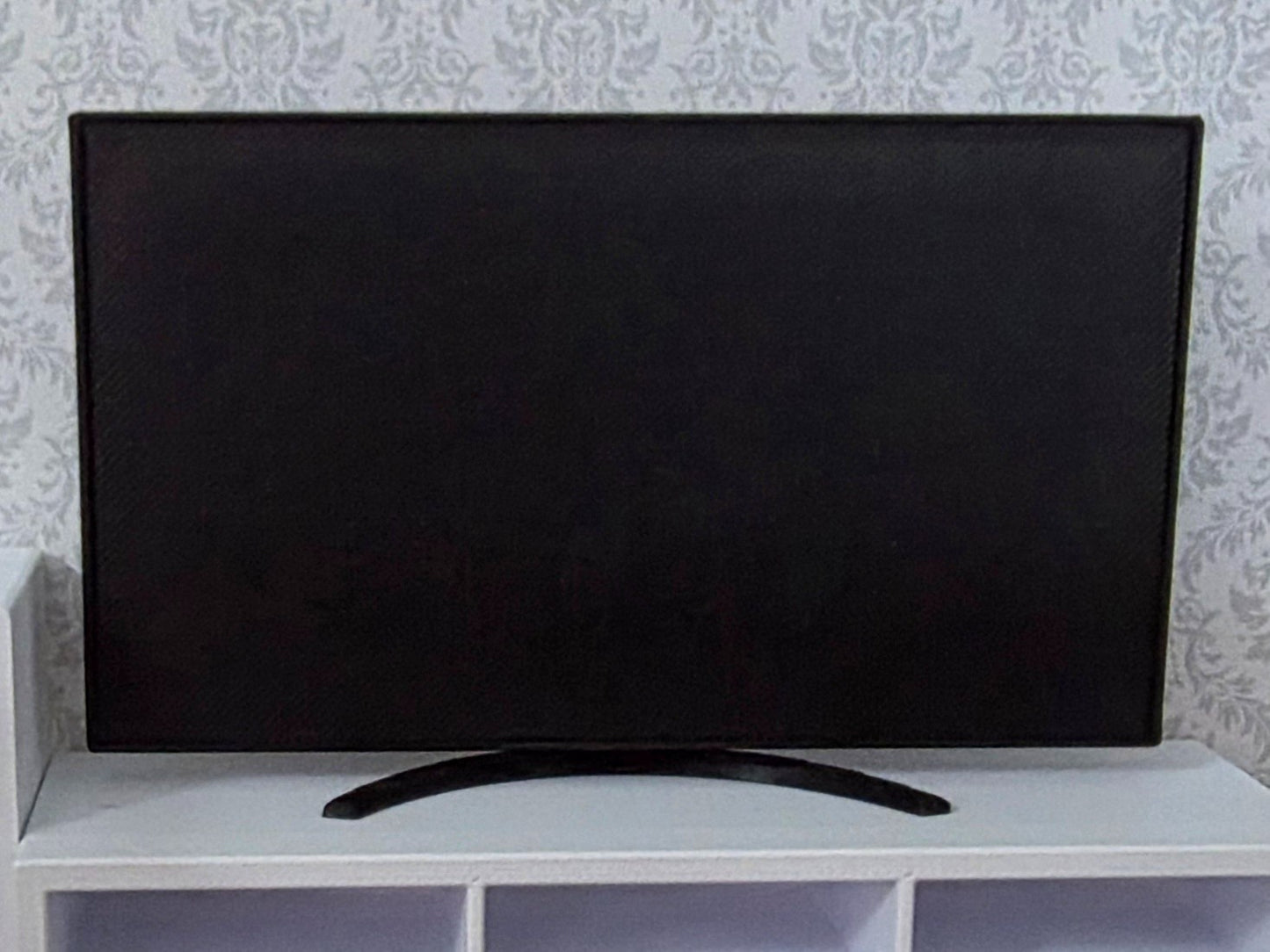 1:12 Scale Dolls House Miniature - LCD TV with Stand - 65” Style Modern TV