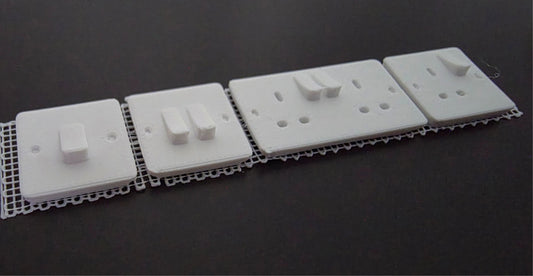 1:12 Scale Dolls House Miniature - Plug Sockets & Light Switches Pack. Detailed.