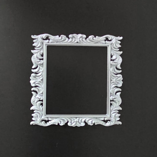 1:12 Scale Dolls House Miniature - Floral Silver Picture Frame 64mm x 64mm