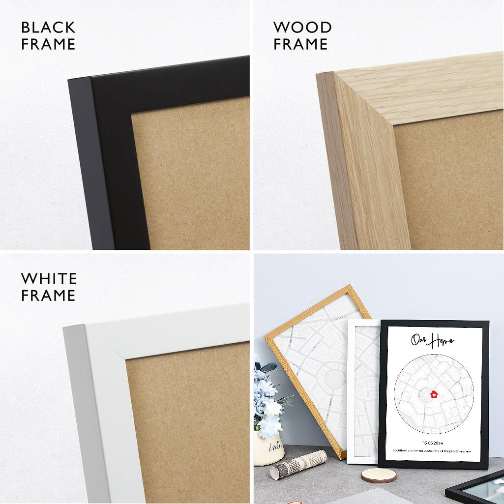 Personalised Home Map 3D Heart Framed Print